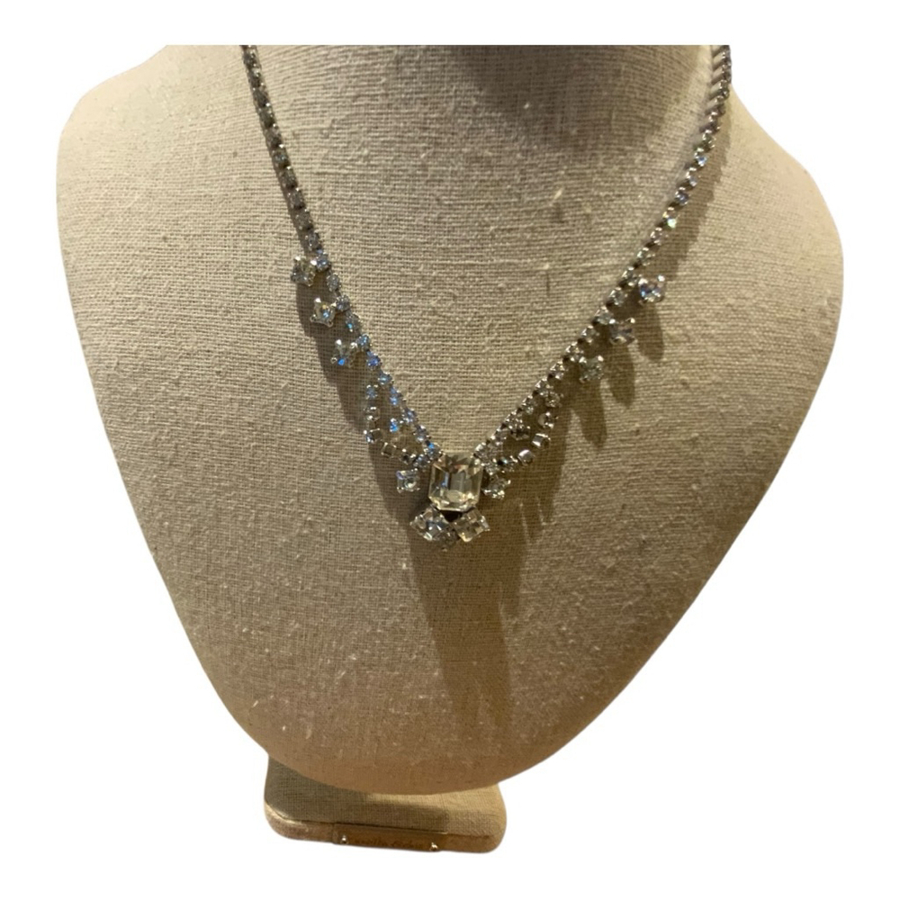 Coro Rhinestone Necklace Silver Tone - Picture 2 of 8